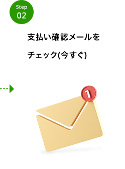 支払い確認メールをチェック（今
        すぐ）