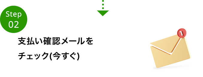 支払い確認メールをチェック（今
      すぐ）